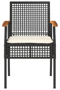 VidaXL 4 db fekete polyrattan és akácfa kerti szék párnákkal