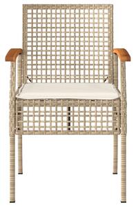 VidaXL 4 db bézs polyrattan és akácfa kerti szék párnákkal