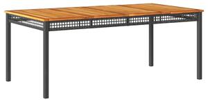 VidaXL fekete polyrattan és akácfa kerti asztal 180 x 90 x 75 cm