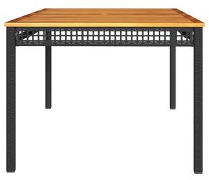 VidaXL fekete polyrattan és akácfa kerti asztal 180 x 90 x 75 cm