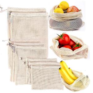 Organikus pamut hálós táska gyümölcsök és zöldségek számára - 35 cm x 45 cm
