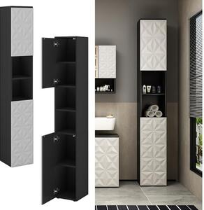 Vicco Edge magas álló szekrény, fehér-fekete, 190 cm