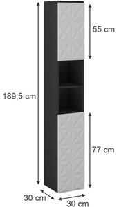 Vicco Edge magas álló szekrény, fehér-fekete, 190 cm