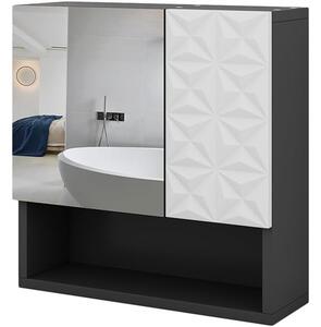Vicco Edge tükrös szekrény, 54x55 cm , fehér-fekete