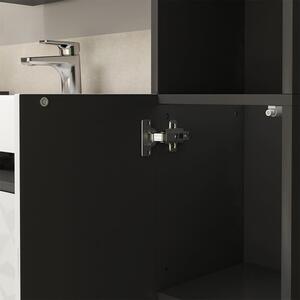 Vicco Edge magas álló szekrény, fehér-fekete, 190 cm