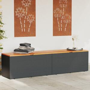 VidaXL fekete polyrattan és akácfa kerti tárolóláda 220 x 50 x 54 cm