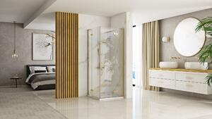 Rea Hugo, zuhanykabin 2 szárnyas ajtókkal 80 (ajtó) x 80 (ajtó) x 200 cm, 6mm átlátszó üveg, arany matt profil, REA-K6608