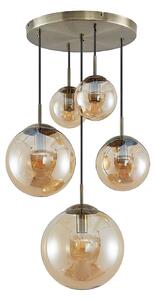 Függőlámpa Lindby, Teeja, dimmable, Bronz / Öreg Sárgaréz, Nappali, Üveg, Vintage