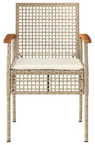 VidaXL 2 db bézs polyrattan és akácfa kerti szék párnákkal