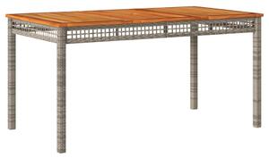 VidaXL szürke polyrattan és akácfa kerti asztal 140 x 80 x 75 cm