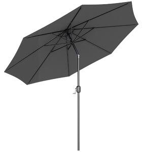 Outsunny Kerti Napernyő Φ300cm Dönthető Tekerőkarral, Fém és Poliészter, Sötétszürke