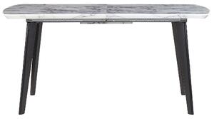 Bővíthető Étkezőasztal Fehér Márvány Hatású Lappal Fekete Lábakkal 160/200 x 90 cm MOSBY