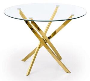 Asztal Houston 1130 Arany, 73cm, Edzett üveg, Fém