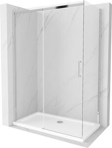 Mexen Omega eltolható zuhanykabin 130 x 70 cm, 8 mm-es üveg, króm profil-átlátszó üveg + vékony zuhanytálca 5 cm, 825-130-070-01-00-4010
