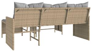 VidaXL L-alakú bézs polyrattan kerti kanapé asztallal és párnával