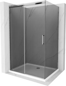 Mexen Omega, tolóajtós zuhanykabin 100 (ajtó) x 70 (fali) cm, 8mm szürke üveg, króm profil + vékony zuhanytálca fehér + króm szifon, 825-100-070-01-40-4010