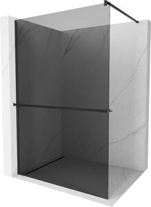Mexen Kioto +, zuhany paraván polccal és törölközőtartóval 70 x 200 cm, 8mm szürke üveg, fekete profil, 800-070-121-70-40