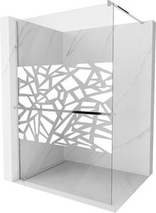 Mexen Kioto +, zuhany paraván polccal és törölközőtartóval 70 x 200 cm, 8mm átlátszó üvegmintás fehér, króm profil, 800-070-121-01-85