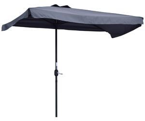 Outsunny félkör alakú napernyő tekerőkarral, 230x130x249cm, szürke
