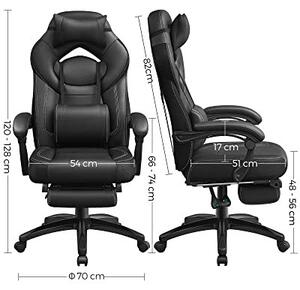 Irodai szék Songmics, fekete, 70x64x(120-128) cm
