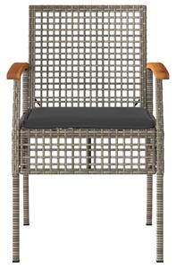 VidaXL 4 db szürke polyrattan és akácfa kerti szék párnákkal