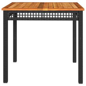 VidaXL fekete polyrattan és akácfa kerti asztal 80 x 80 x 75 cm