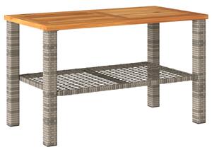 VidaXL szürke polyrattan és akácfa kerti asztal 70 x 38 x 42 cm