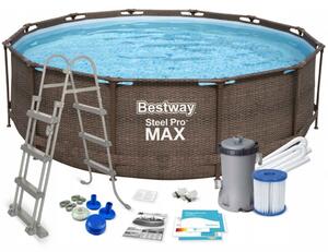 Bestway MYKONOS LUX rattan hatású fémvázas medence szett 366 x 100 cm
