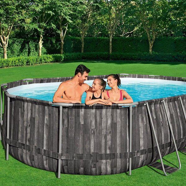 Bestway ESPIRITU fa hatású ovális fémvázas medence szett 610 x 366 x 122 cm