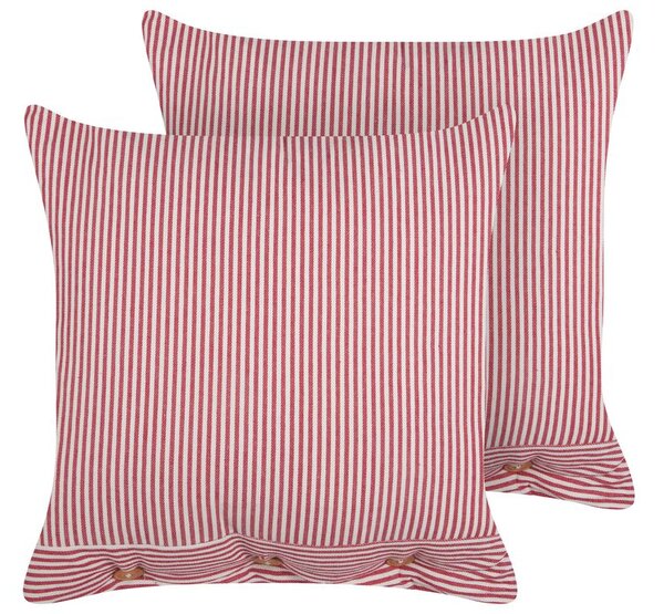 2 db díszpárna AALITA Pamut 45 x 45 cm Piros Csíkos