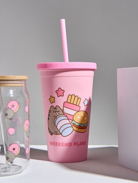 Sinsay - Pohár fedéllel és szívószállal Pusheen the Cat - többszínű