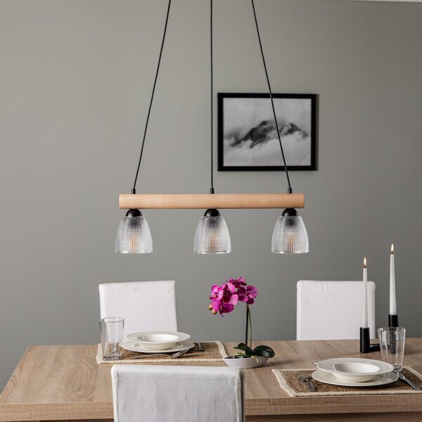 Függőlámpa Envostar, Tisan, dimmable, Átlátszó, Étkező, Fa, Modern