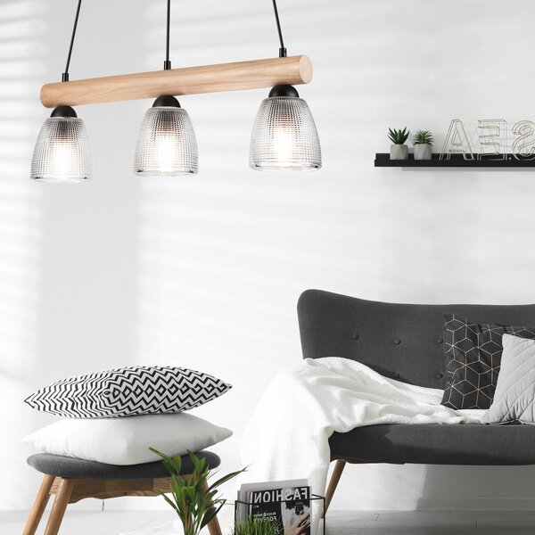 Függőlámpa Envostar, Tisan, dimmable, Átlátszó, Étkező, Fa, Modern
