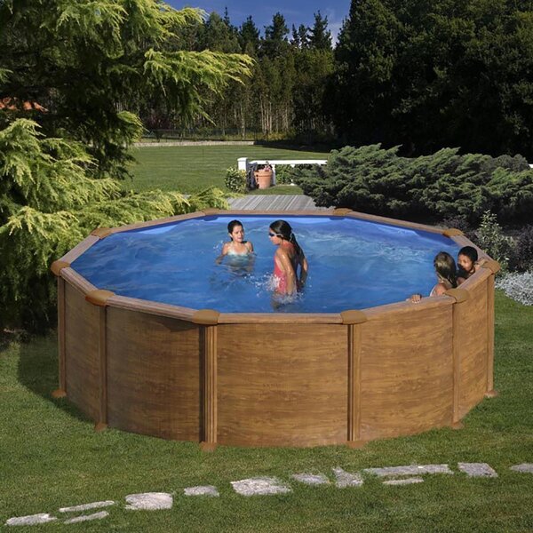 GRE KIT WOOD kerek fémfalas családi medence szett 4,6 x 1,2 m