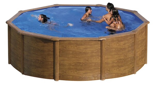 GRE KIT WOOD kerek fémfalas családi medence szett 4,6 x 1,2 m