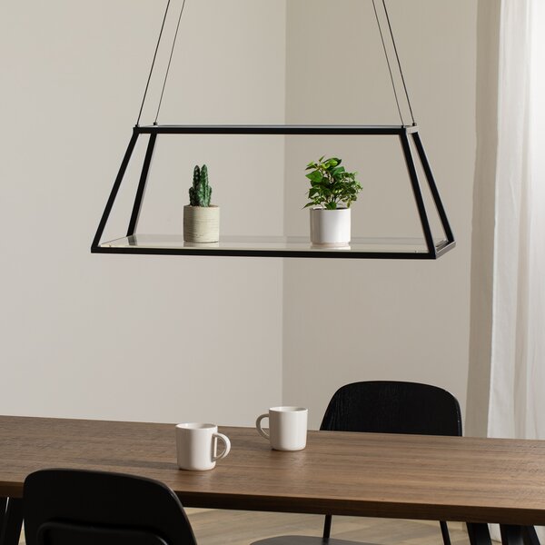 Függőlámpa Lucande, Mensola, dimmable, Fekete, Nappali, Alumínium, Modern