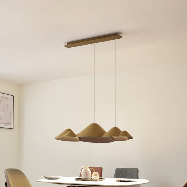 Függőlámpa Lucande, Beutlin, dimmable, Zöld, Étkező, Szövet / Textília, Modern