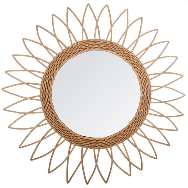 Fali tükör 50 cm, kerek, nap formájú, fa - SOL