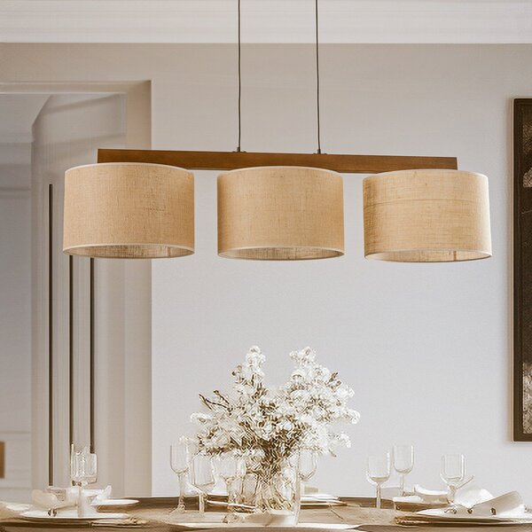 Függőlámpa TK Lighting, Juta, dimmable, Bézs, Nappali, Szövet / Textília