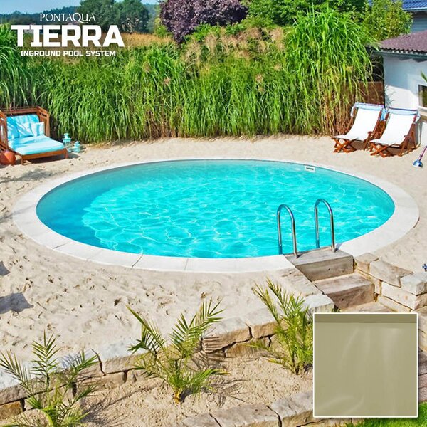TIERRA SAND POOL süllyesztett kör medence 5,0 x 1,5 m , homok színű fóliával