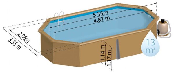 GRE TIMBER ovális fa medence 536 x 336 x 117 cm