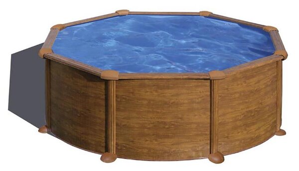 GRE KIT WOOD kerek fémfalas családi medence szett 3,5 x 1,2 m