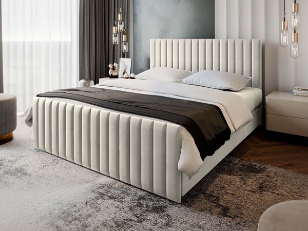 ARION kárpitozott boxspring franciaágy 140x200 – krém