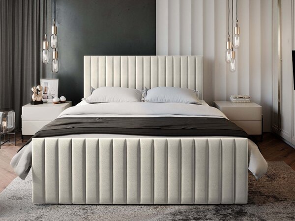 ARION kárpitozott boxspring franciaágy 140x200 – krém