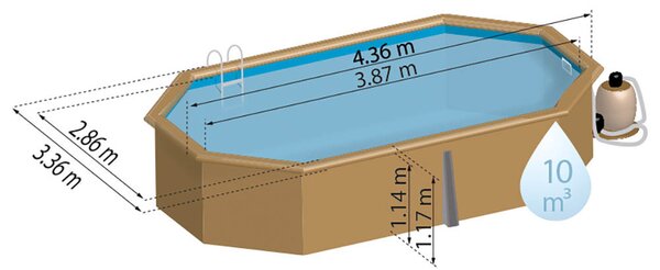 GRE TIMBER ovális fa medence 436 x 336 x 117 cm