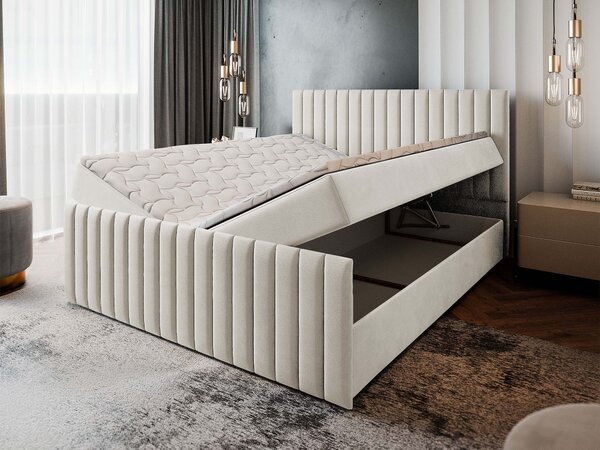 ARION kárpitozott boxspring franciaágy 140x200 – krém
