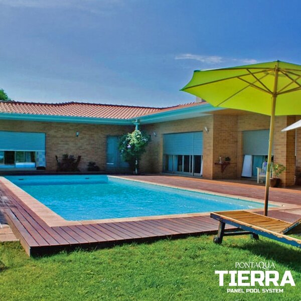 TIERRA PANEL POOL modulpaneles, süllyesztett víztükrű medence, 6,0 x 3,0 x 1,5 m, kék fóliával