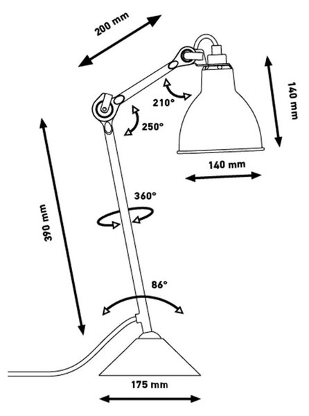 Asztali lámpa Lampe Gras, Réz, Nappali, Fém