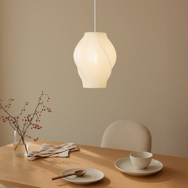 Függőlámpa Lucande, Tovina, dimmable, Fehér, Étkező, Szövet / Textília, Skandináv