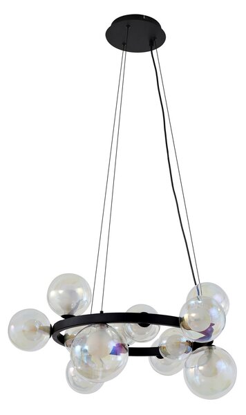 Függőlámpa Lucande, Marvi, dimmable, Fekete, Nappali, Üveg, Modern